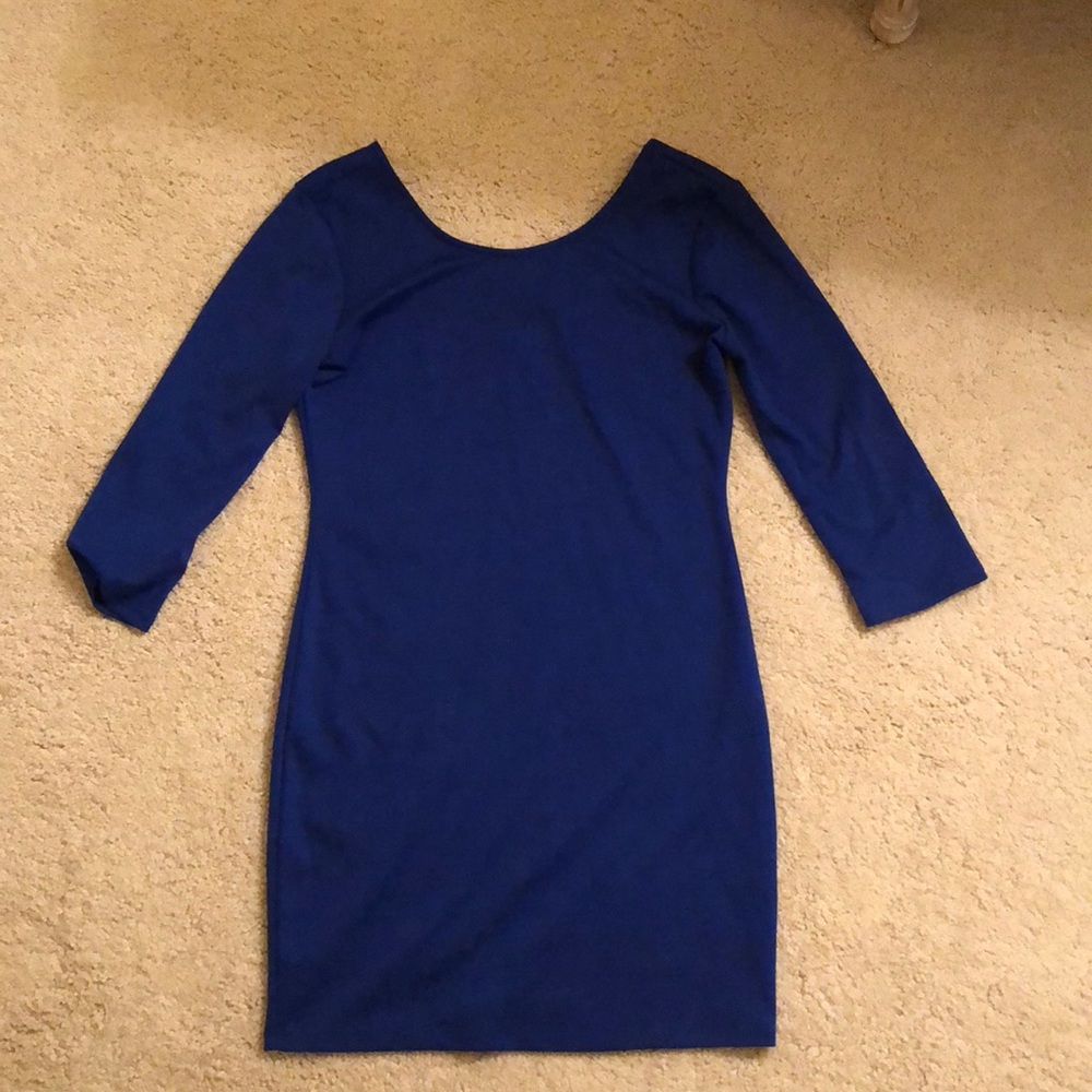 Blue, fitted dress